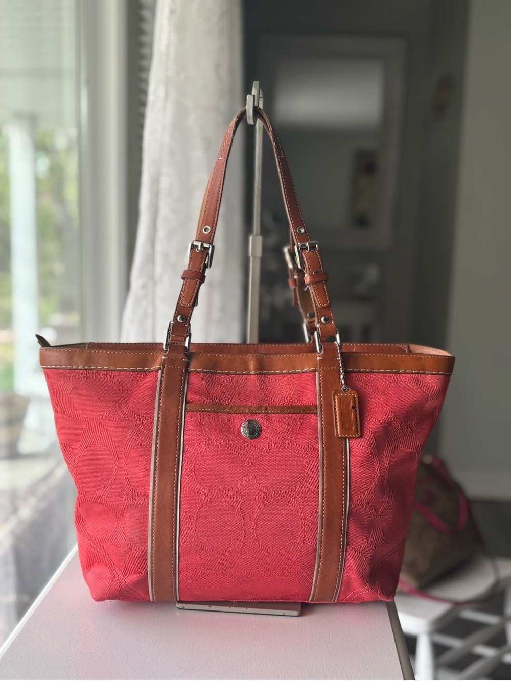 Coach Coral Signature Gallery Tote Bag F13560